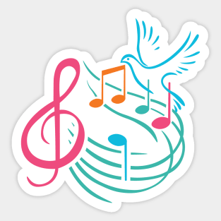 G notes and Dove Bird Sticker